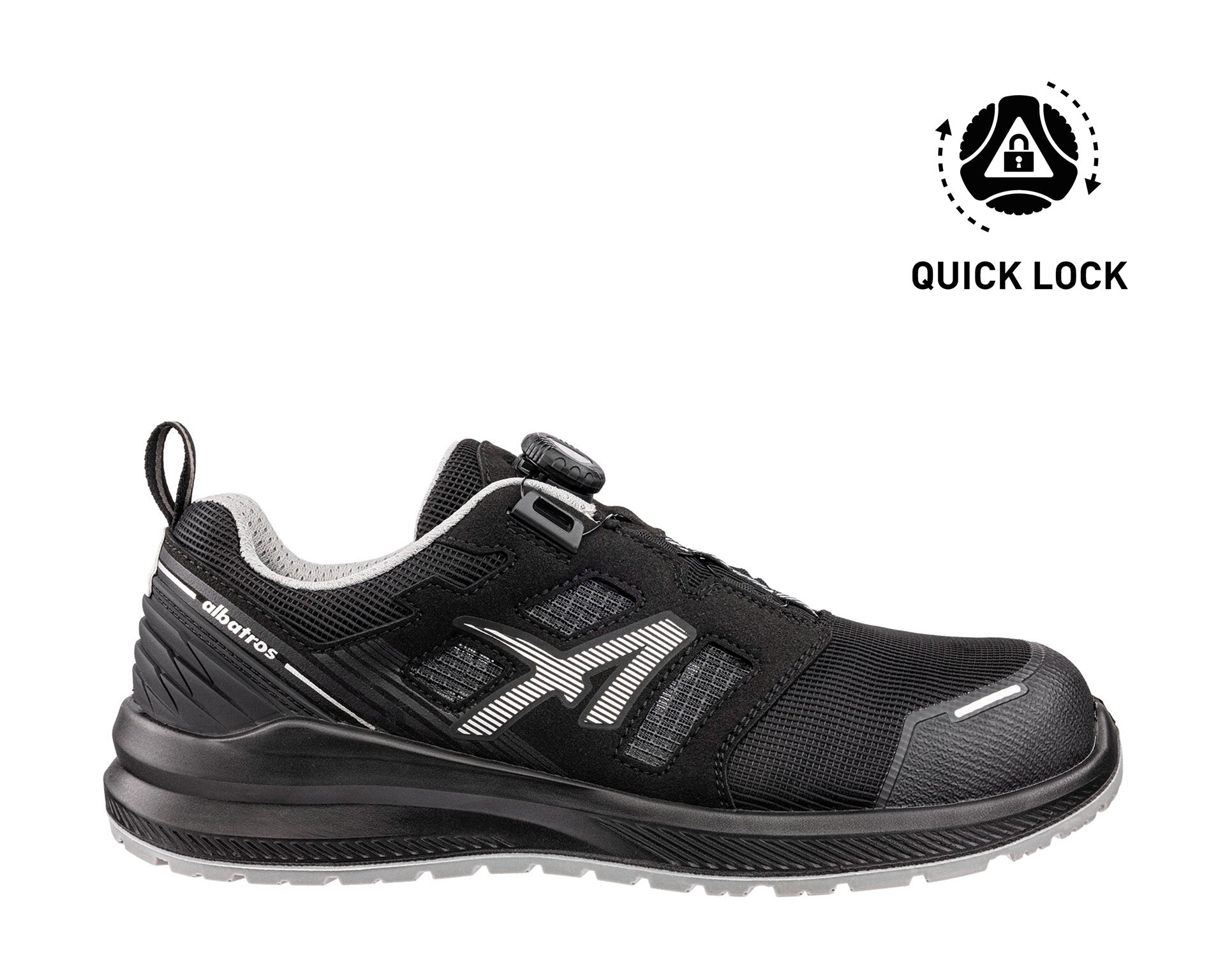 ALBATROS AIRFLOW BLK QL LOW Sicherheitsschuh S1PL ESD schwarz rechts