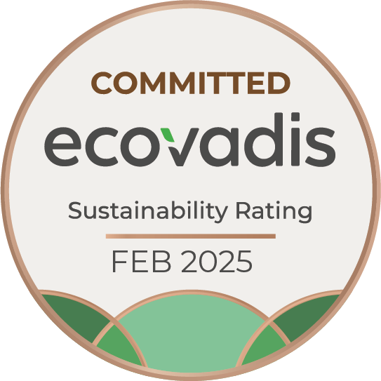 Ecovadis-Siegel in Bronze mit der Auszeichnung  für Nachhaltigkeit, Stand Februar 2025.